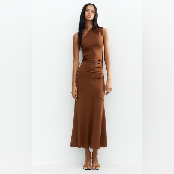 Zara NWT Asymmetrical Sleeveless Maxi Ruched Bodycon Contoured Fishtail Dress - Picture 3 of 16